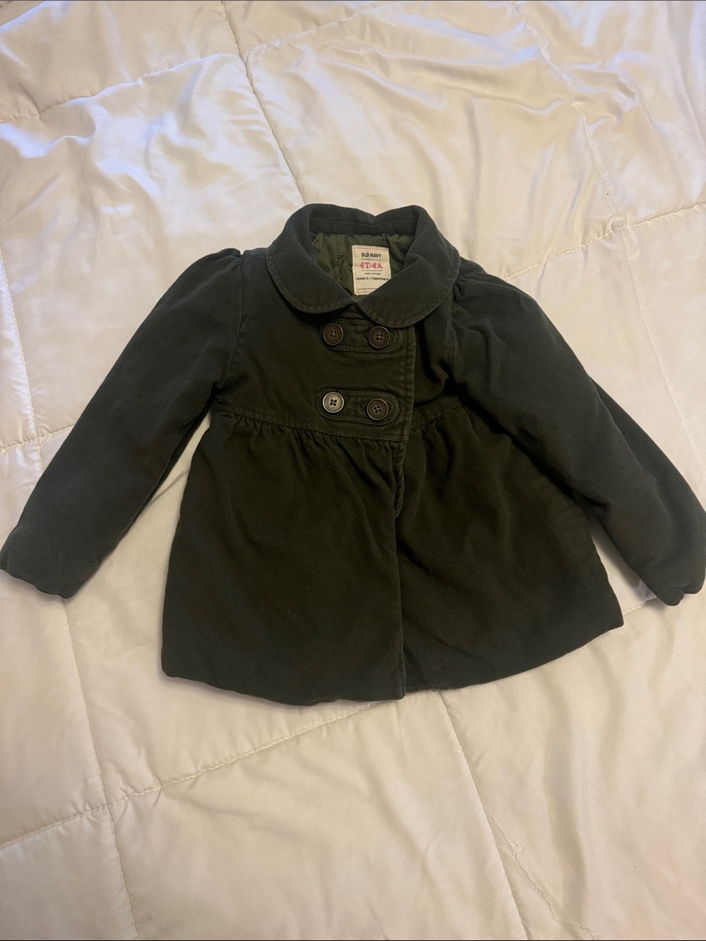 Old Navy Dark Olive Green Double-Breasted Pea Coat